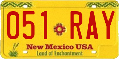 NM license plate 051RAY