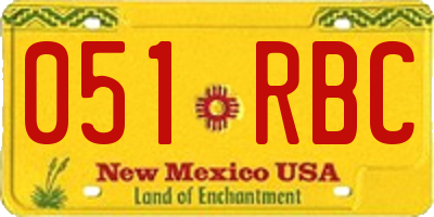 NM license plate 051RBC