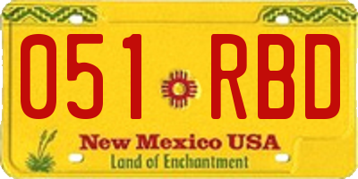 NM license plate 051RBD
