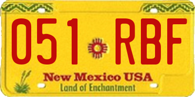 NM license plate 051RBF