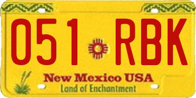 NM license plate 051RBK