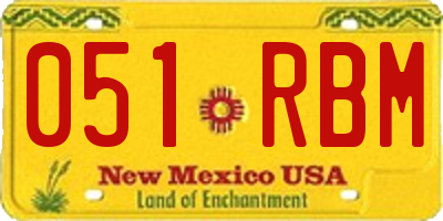 NM license plate 051RBM