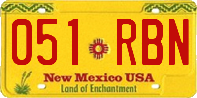 NM license plate 051RBN