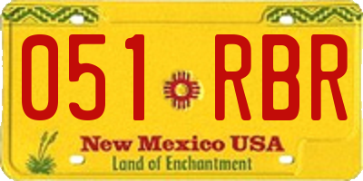 NM license plate 051RBR