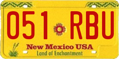 NM license plate 051RBU
