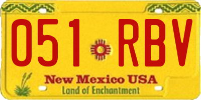 NM license plate 051RBV