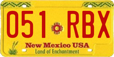 NM license plate 051RBX