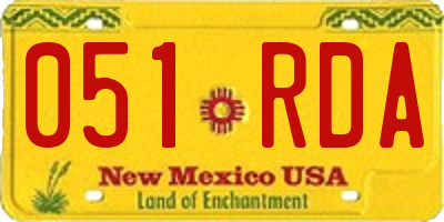 NM license plate 051RDA