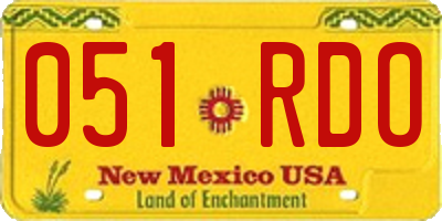 NM license plate 051RDO