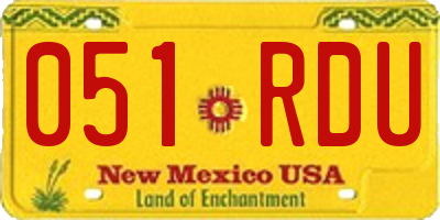 NM license plate 051RDU