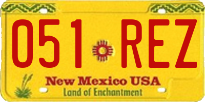 NM license plate 051REZ