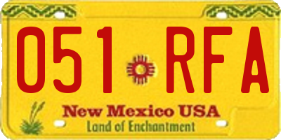 NM license plate 051RFA