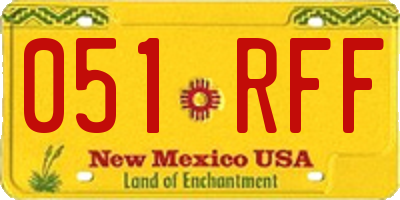 NM license plate 051RFF