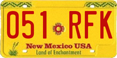 NM license plate 051RFK