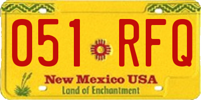 NM license plate 051RFQ