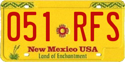 NM license plate 051RFS