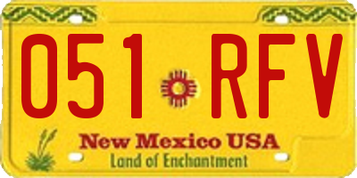 NM license plate 051RFV
