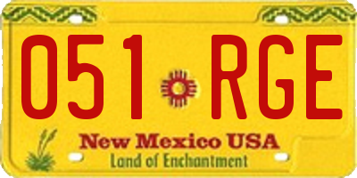 NM license plate 051RGE