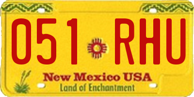 NM license plate 051RHU