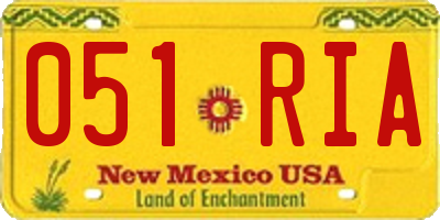 NM license plate 051RIA