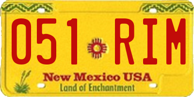NM license plate 051RIM