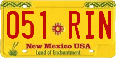 NM license plate 051RIN