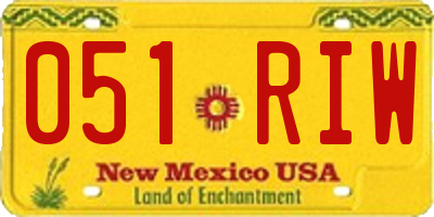 NM license plate 051RIW