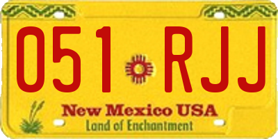 NM license plate 051RJJ