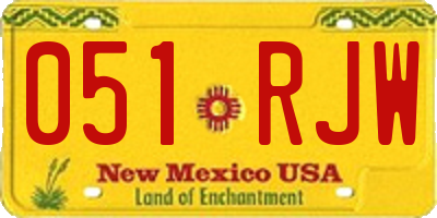 NM license plate 051RJW