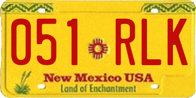 NM license plate 051RLK