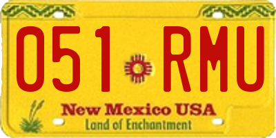 NM license plate 051RMU