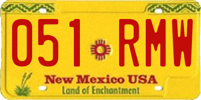 NM license plate 051RMW