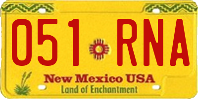 NM license plate 051RNA
