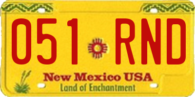 NM license plate 051RND