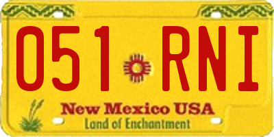 NM license plate 051RNI