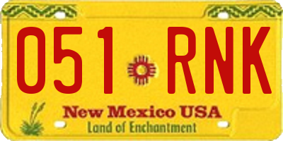 NM license plate 051RNK