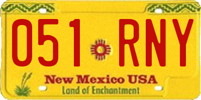 NM license plate 051RNY