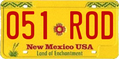 NM license plate 051ROD