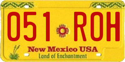 NM license plate 051ROH