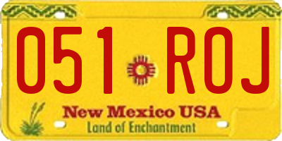 NM license plate 051ROJ