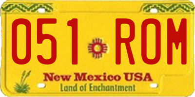 NM license plate 051ROM