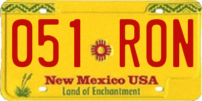 NM license plate 051RON