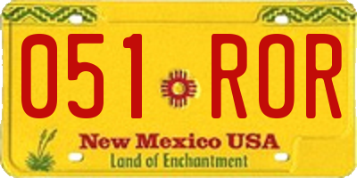 NM license plate 051ROR