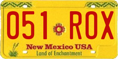 NM license plate 051ROX