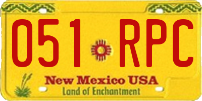 NM license plate 051RPC