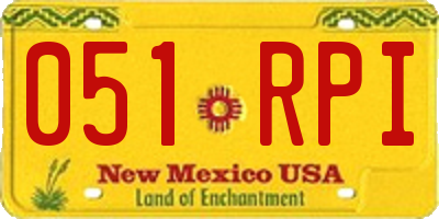 NM license plate 051RPI