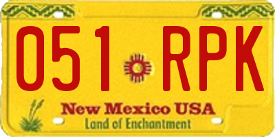 NM license plate 051RPK