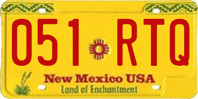NM license plate 051RTQ