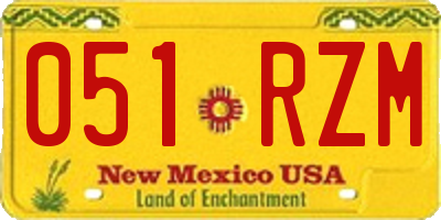 NM license plate 051RZM