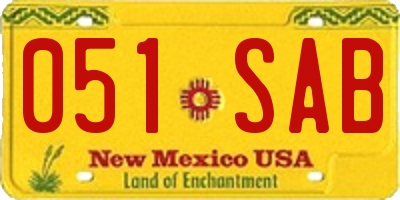 NM license plate 051SAB